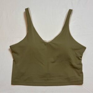 Athleta transcend v-neck cropped tank bra A-C green